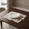 Light Luxury Table Ornaments Retro Square Placemat, Floral Embroidery Coaster with Beads, Heat Resistant High End Home Furnishing Mats Place