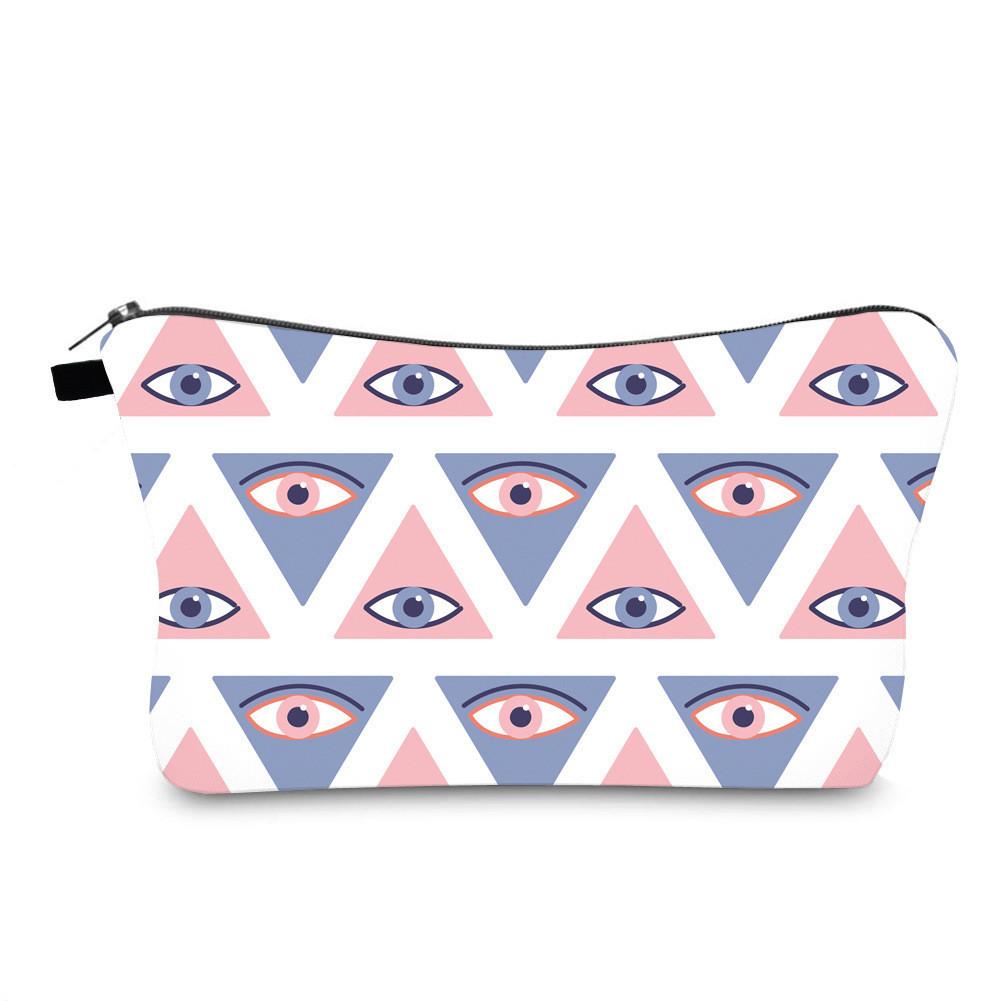 Evil Eye Print Makeup Bag Vintage Style Travel Storage Pouch Portable Hand Clutch Toiletry Bag