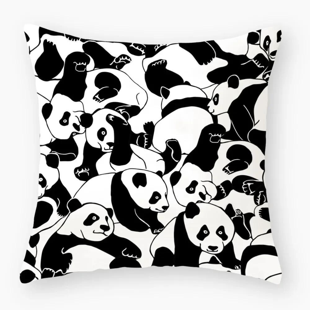 Cute Cartoon Panda Study Pillowcase Office Living Room Home Pillowcase Car Ornaments
