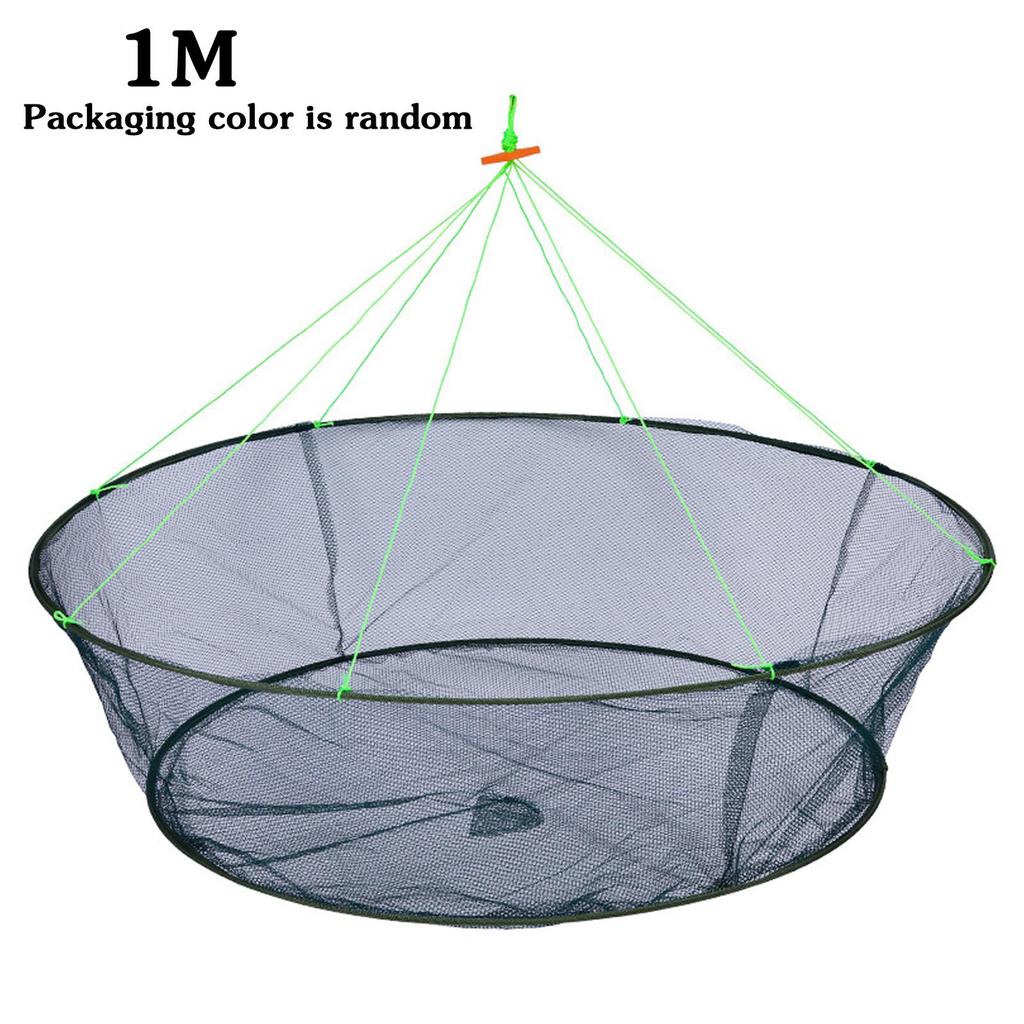 S/L Size Foldable Fishing Net, Portable Crawfish Shrimp Crab Net & Basket Fish Nylon Net Trap For Freshwater & Saltwater Fishing