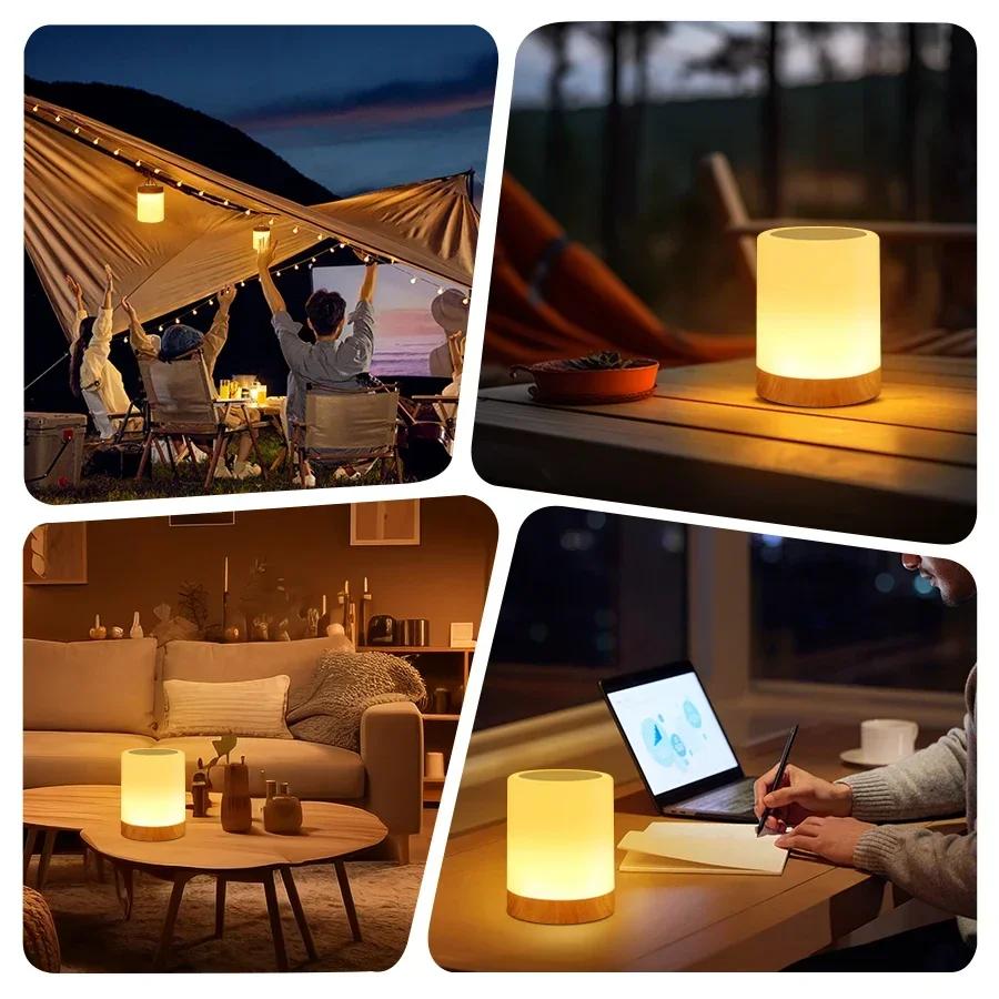 LED Table Lamp Touch Bedside Night Lights RGB USB Rechargeable Night Light For Gift Bedroom Dining Desk Decoration Lighting