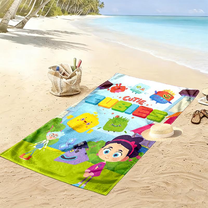 Cutie Cubies Print Beach Towel, Large Soft Quick Dry Towel for Beach Camping Swimming