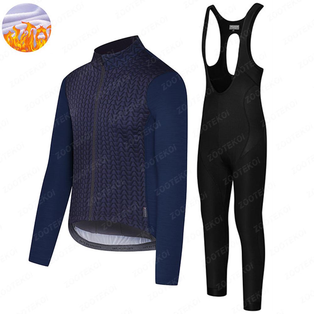 

Cafe Du Cycliste Men Long Sleeve Fleece Cycling Jersey Wear Jersey Suit MTB Warm Bib Pants Ropa Ciclismo 2026 Winter Fleece Warm Cycling Suit Set XS