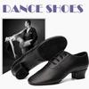 Boys Men Ballroom Latin Dance Shoes Black National Standard Dancing Shoes Soft Sole 3.5cm Heel
