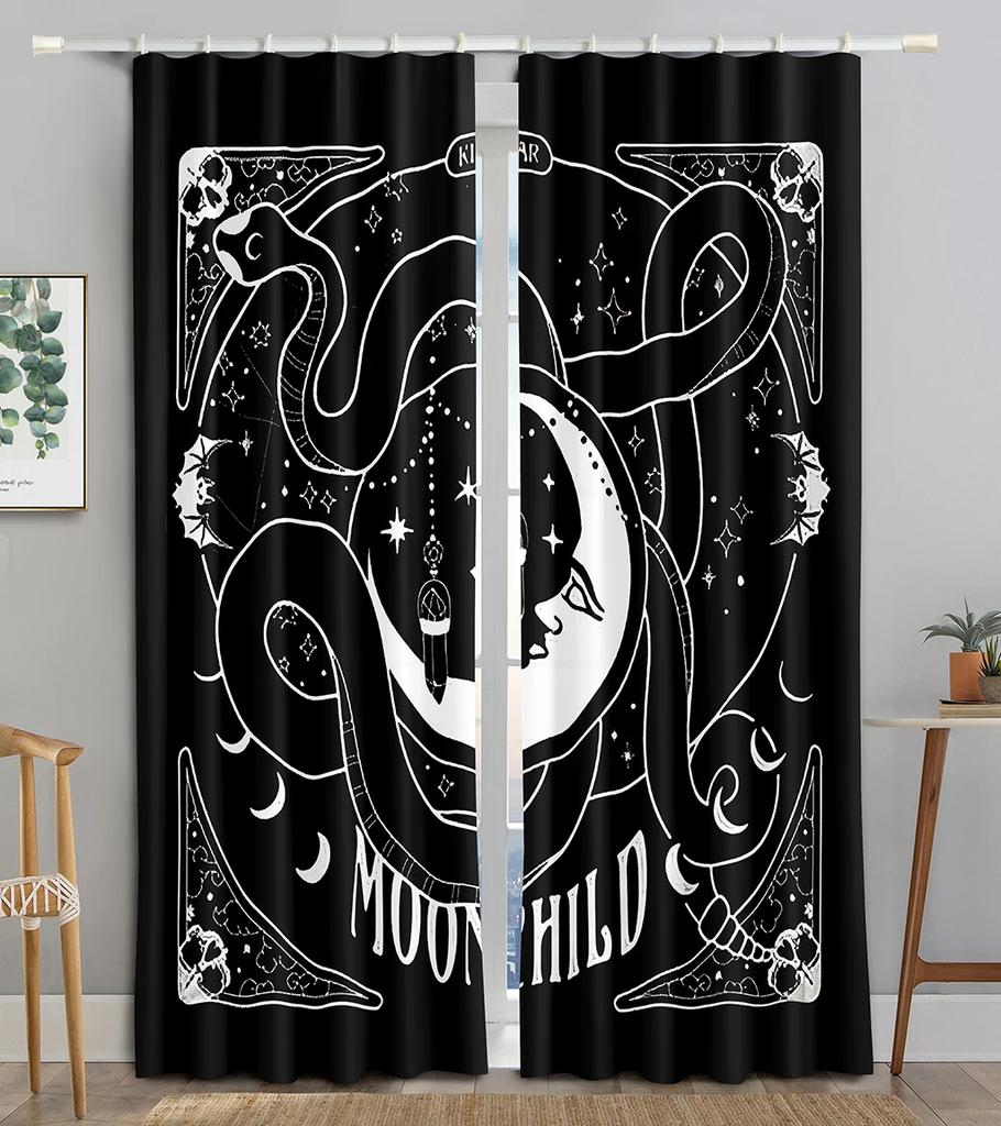 Witchy Gothic Aesthetic Spring Nature Curtain for Living Room Modern Curtains for Bedroom High Shading Drapes Kitchen Curtains