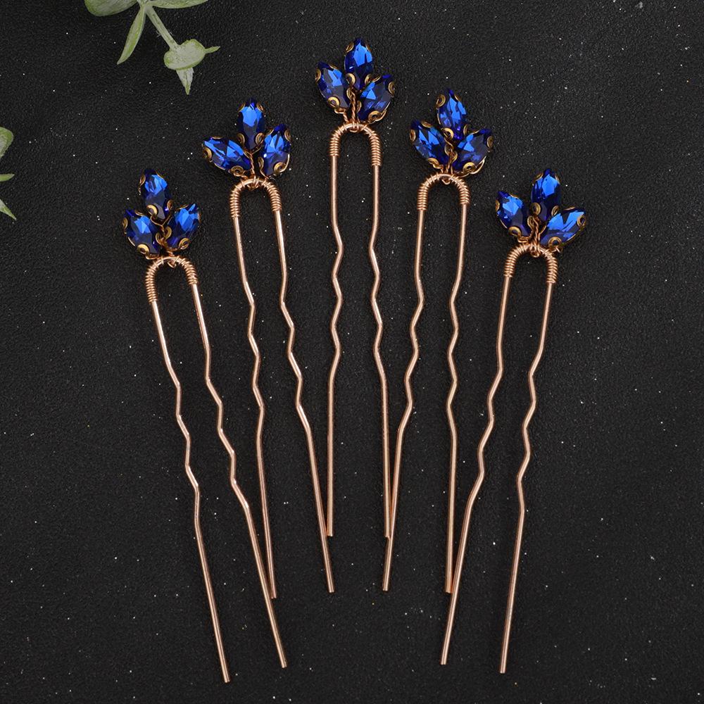 European & American Green Rhinestone Hairpin: Elegant U-Shaped Wedding Hair Accessory for Qipao Dresses.