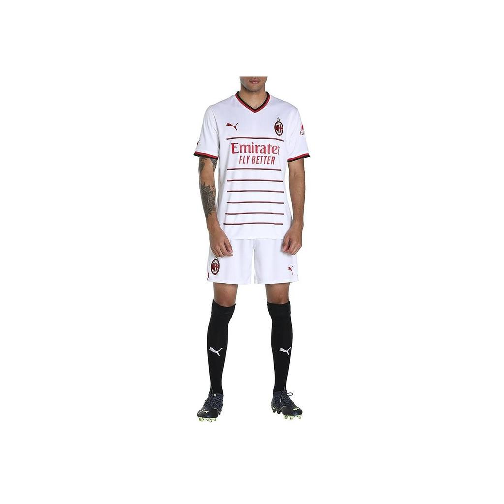 Puma AC Milan Away Fan Edition Striped Lettering Match Short Sleeve Soccer Jersey Men Sportswear White 765834-02