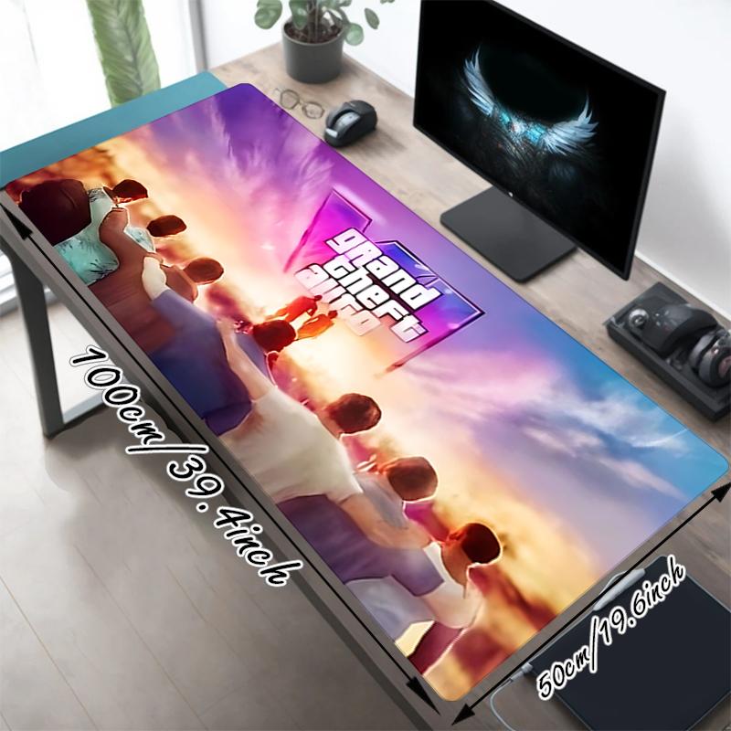 1Pc Gta V Online Adventure Gaming Mouse Pad Keyboard Desk Mat Non-slip Rubber Lock Edge Waterproof Computer Mousepad for Office Home Decor K1941