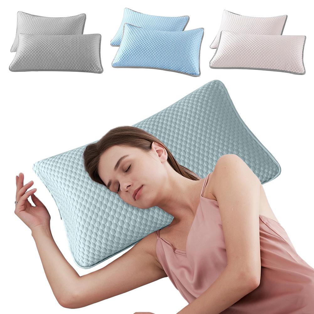 2PCS Cooling Pillowcase Solid Color Ice Bean Pillowcase Washable Air Conditioning Cover Washable (No Pillow) 48x74cm for Home