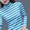 Großgröße Gestreifter Rollkragenpullover Dünnes Oberteil in Großgröße Langärmeliges Oberteil für Damen Mutter Sommer Locker und Vielseitig Unterziehshirt