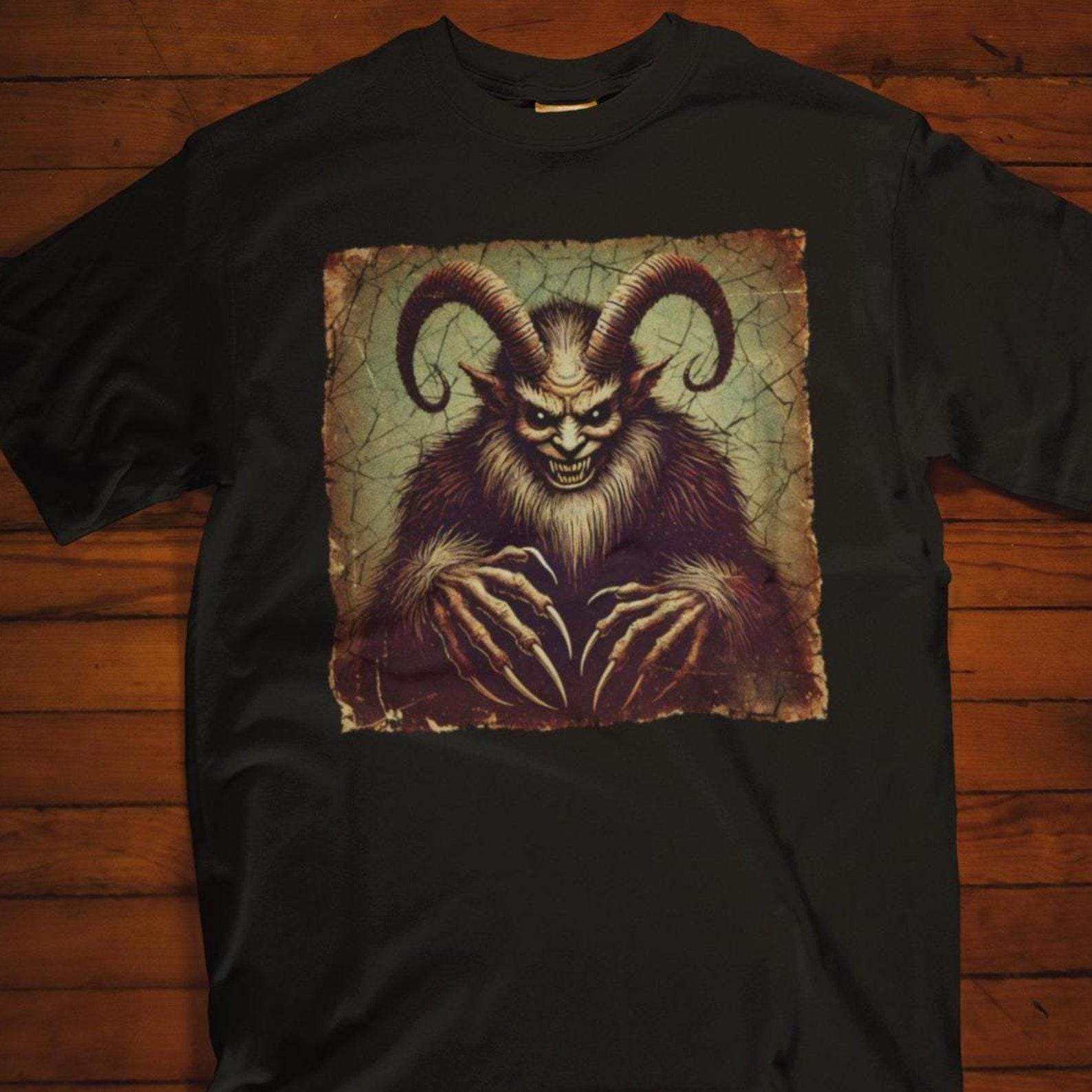 Sinister Vintage Krampus T-Shirt, Scary Christmas Unisex Tee, Holiday Horror Shirt, Creepy Krampus Graphic Tee, Gothic Vintage Tee Gift Idea 4XL