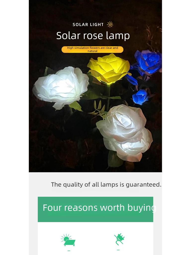 LED Solar Rose Flower Lights: 3, 5, or 6-Head Options for Outdoor Garden and Lawn Decoration