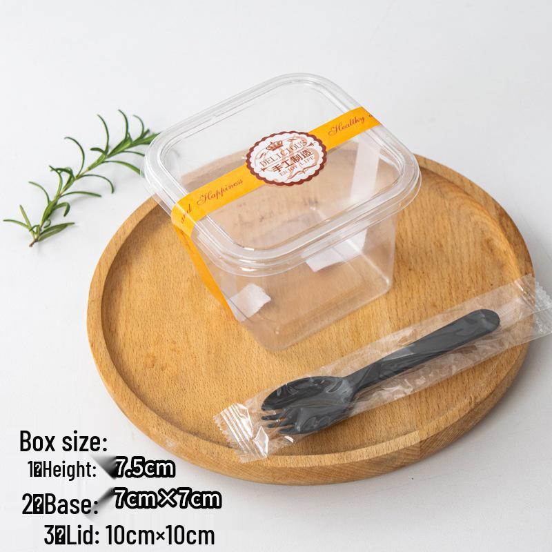 Square Mousse Soy Milk Cake Box: Wooden Cup Packaging for Tiramisu and Dessert Baking