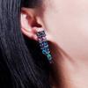 WWJ New Fashion Design Black Golden Color Bohemian Multicolor Zircon Double Hoop øredobber