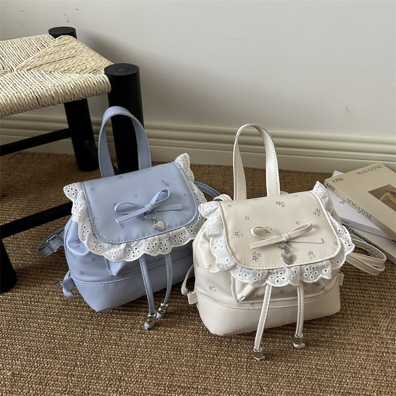 Schoolbag cute sweet lace girl backpack 1011 new versatile Korean floral bow small backpack