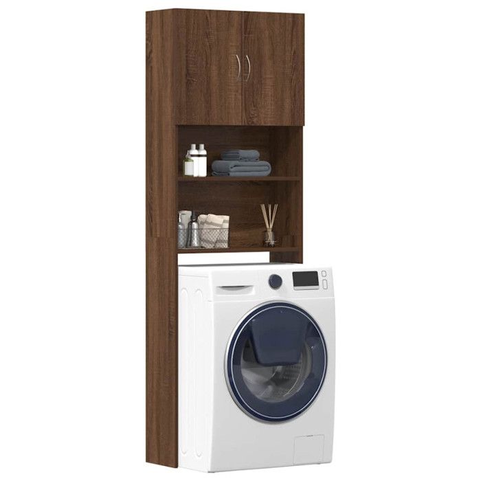 Meuble de machine à laver chêne marron bois d ingénierie