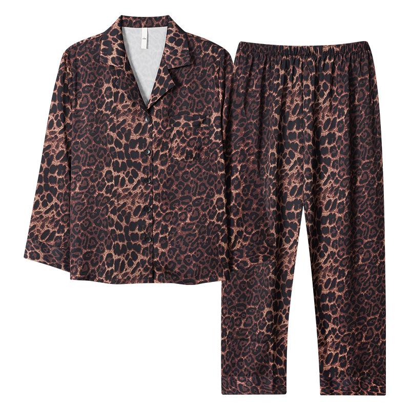 Ice Silk Pajamas Women's Spring and Autumn Long-sleeved Women's Four-season Winter Girls' Silk Loungewear Casual Large-size Suit