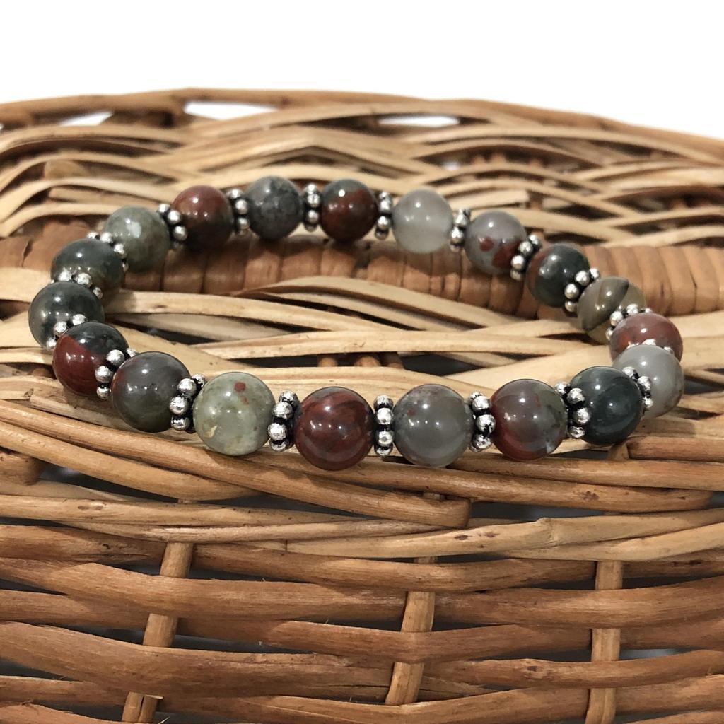 8mm Natural Red Blood Stone Gemstone Round Healing Stone Jewelry Handmade Beaded Bracelet 7.5" For Partywear CSB-13