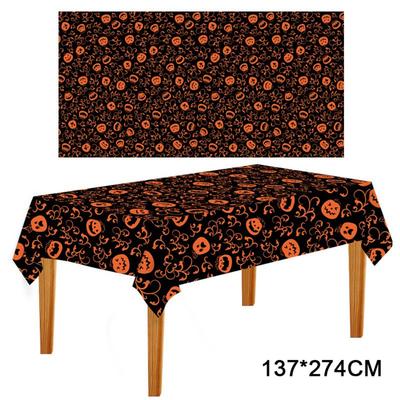 Plastic Halloween Tablecloth Bronzing Pumpkin Ghost Pumpkin Table Cover Spooky Bat Tablecloth Festival Celebration