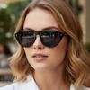 New Fashion Designer Sunglasses Women Vacation Cat Eye Sunglass Woman Retro Trendy Oval Rivets Eyewear Y2K UV400 Shades Gafas