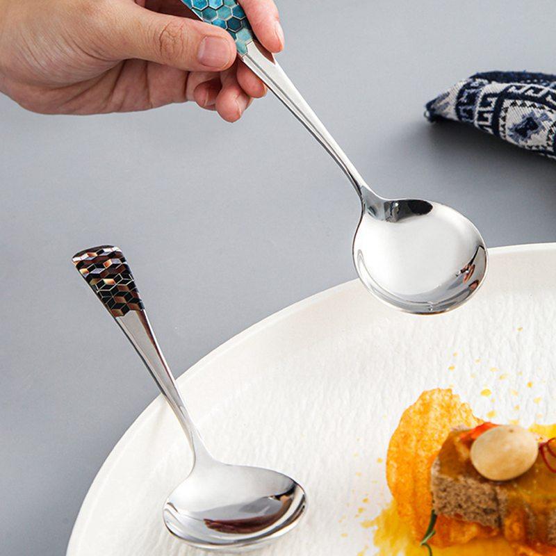 15cm Stainless Steel Long Handle Spoons Kitchen Cooking Utensil Tool Thickened Strong Soup Spoon Teaspoon For Kitchen Tableware