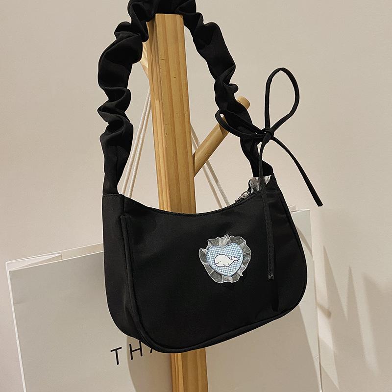 Niche Design Feeling Armpit Bag Women's Shoulder Bag Crescent Bag Pleated Cute Small Fresh Adjustable Drawstring Handbag