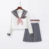Completo gonna corta uniforme ricamato grigio tre pezzi gonna plissettata a maniche lunghe top stile college nuovo