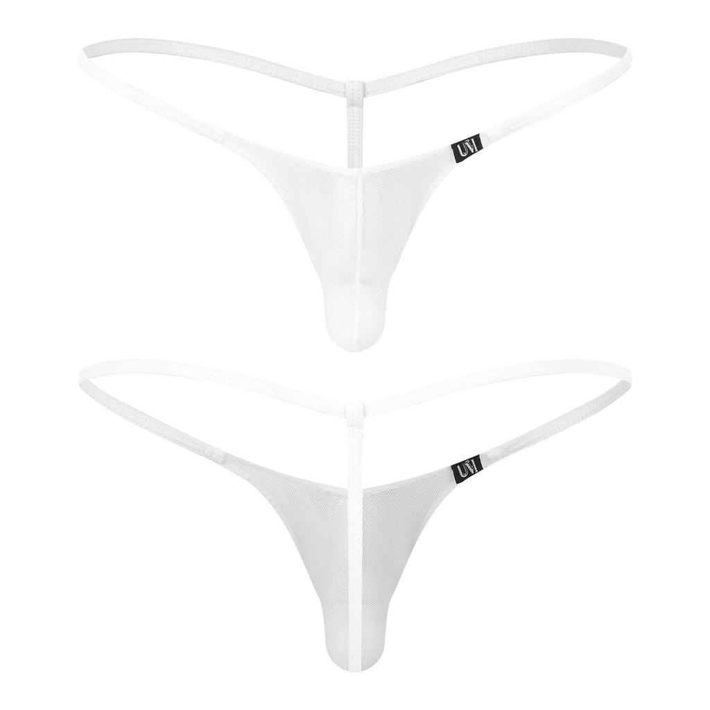 Pánské spodní prádlo tanga s průhlednou síťovinou Sexy průhledné pánské bikiny kalhotky s nízkým vzestupem