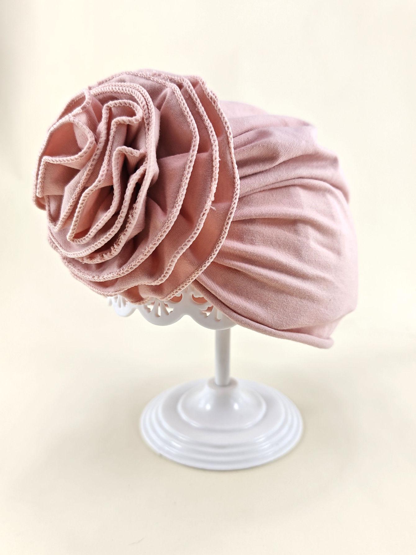 

Adorable Floral Hat for Babies 3-12 Months - Newborn & Toddler Girl Cap with Large Flower Headband One Size