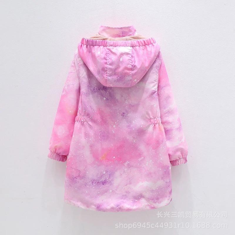 Autumn Girls Jacket Floral Fashion Windbreaker Coat Hooded Zipper Girls Outerwear Gifts Kids Clothes