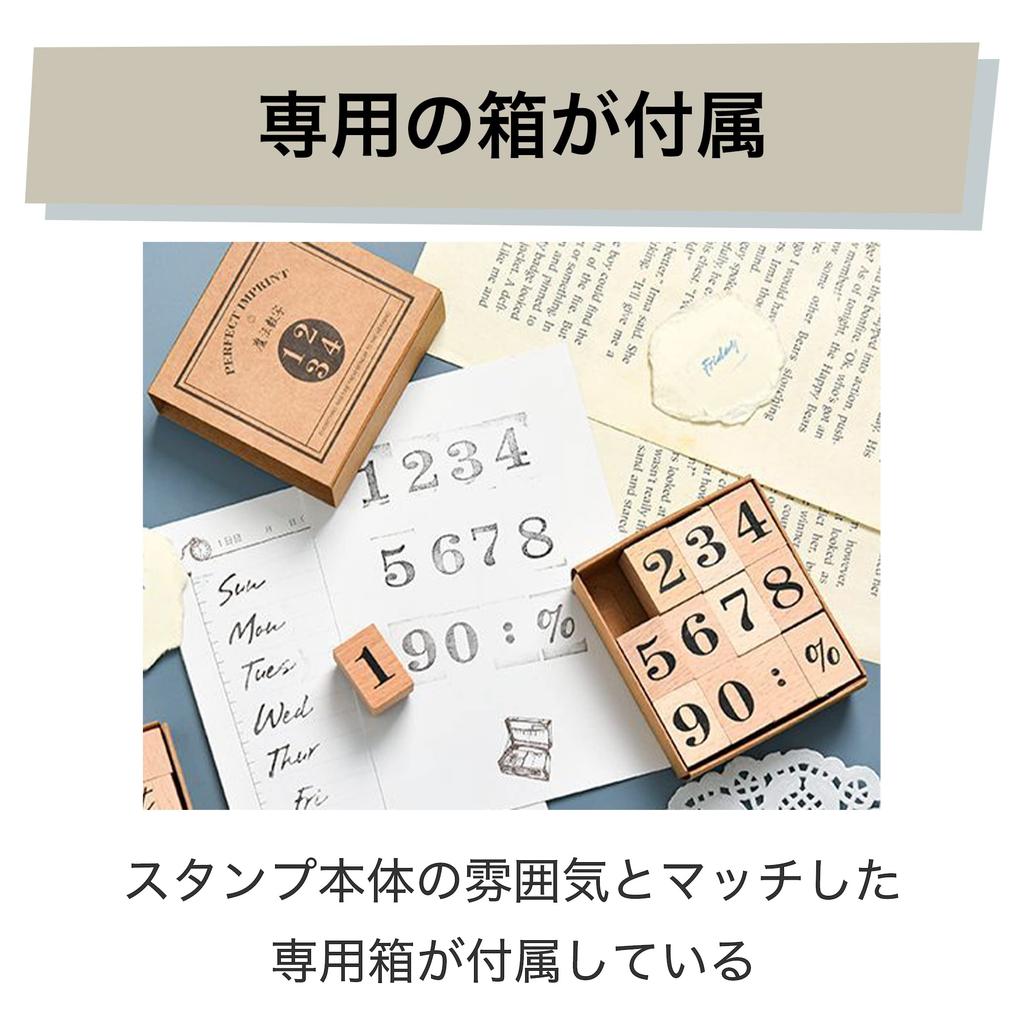 HAMILO Number Paper Set of 12 Stamps, Wooden, Card, Craft,