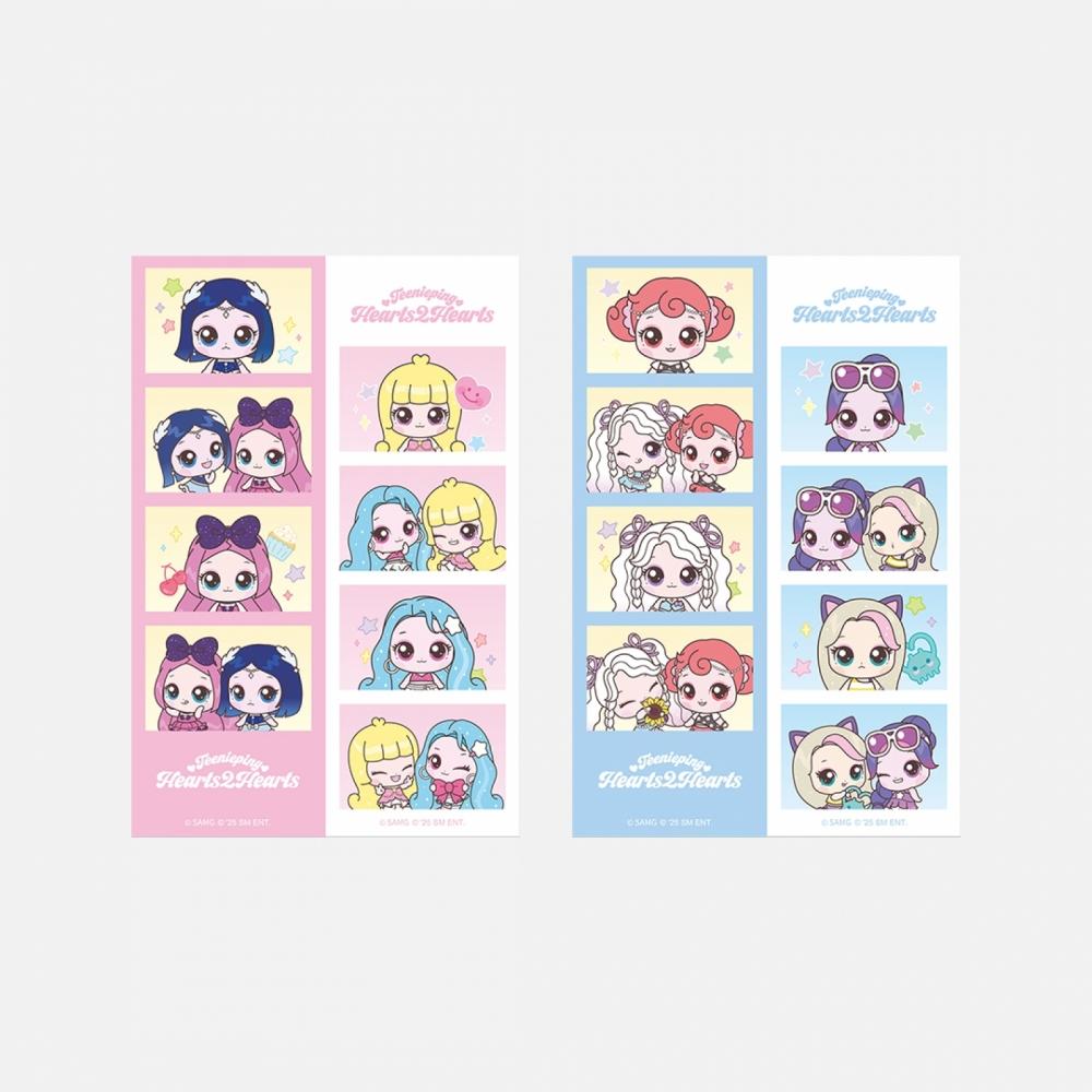 Hearts2hearts   Наклейка-фотостикер 4 кадра   Teenieping X Hearts2hearts Md 01 A.PinkVer.