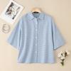 ZANZEA Women Turn Down Collar Loose Half Sleeve Casual Grid Print Blouse