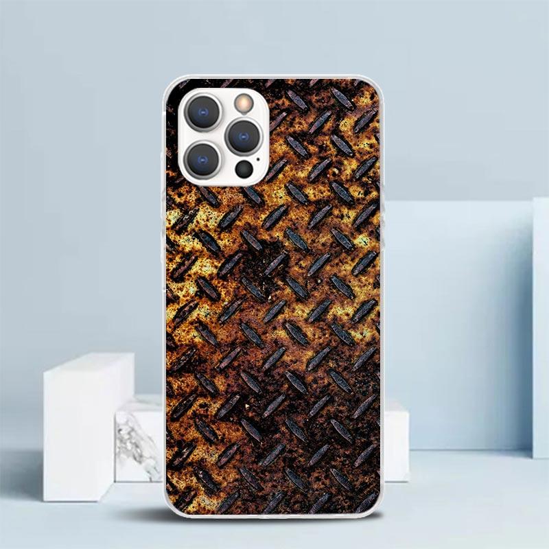 

Vintage Industrial Style Rusty Pattern Soft Cover for iPhone 16 17 Air 15 14 Pro Max 16E Phone Case 13 Mini 12 11 7 SE 8 Print P iPhone 15
