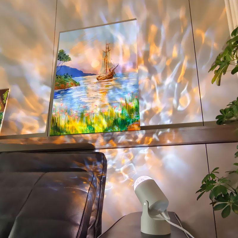 Sunset Ripple Atmosphere Lamp: Dynamic Bedroom & Studio Light for Influencers