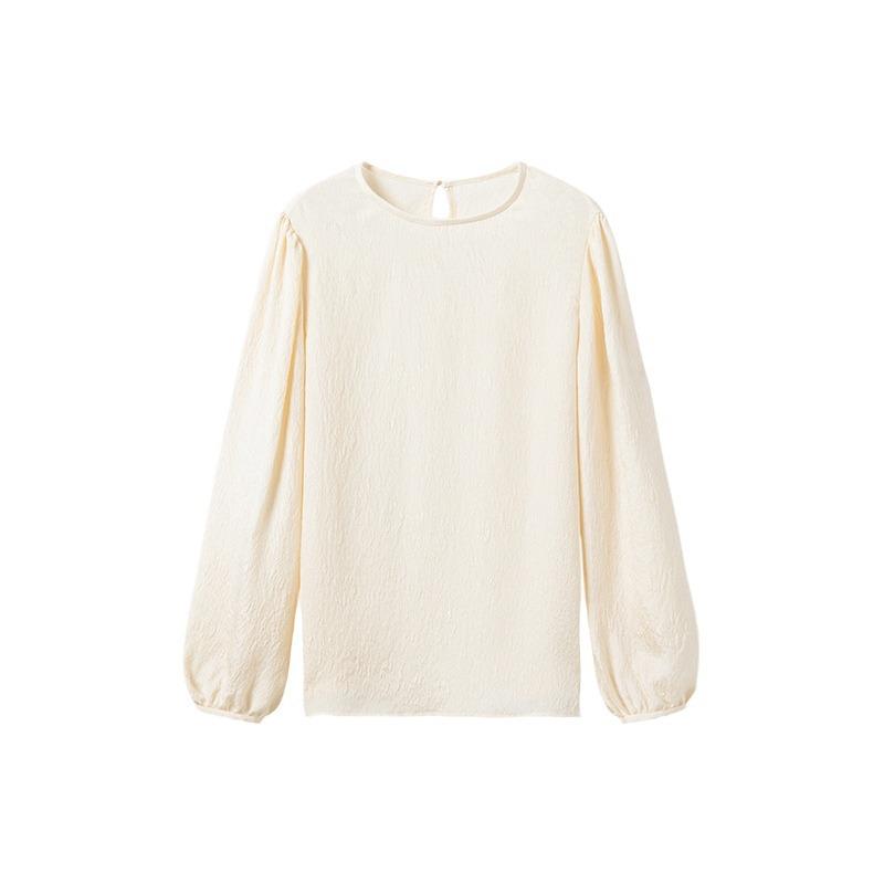 Women's Luxury Jacquard Mulberry Silk Long Sleeve Slimming T-Shirt