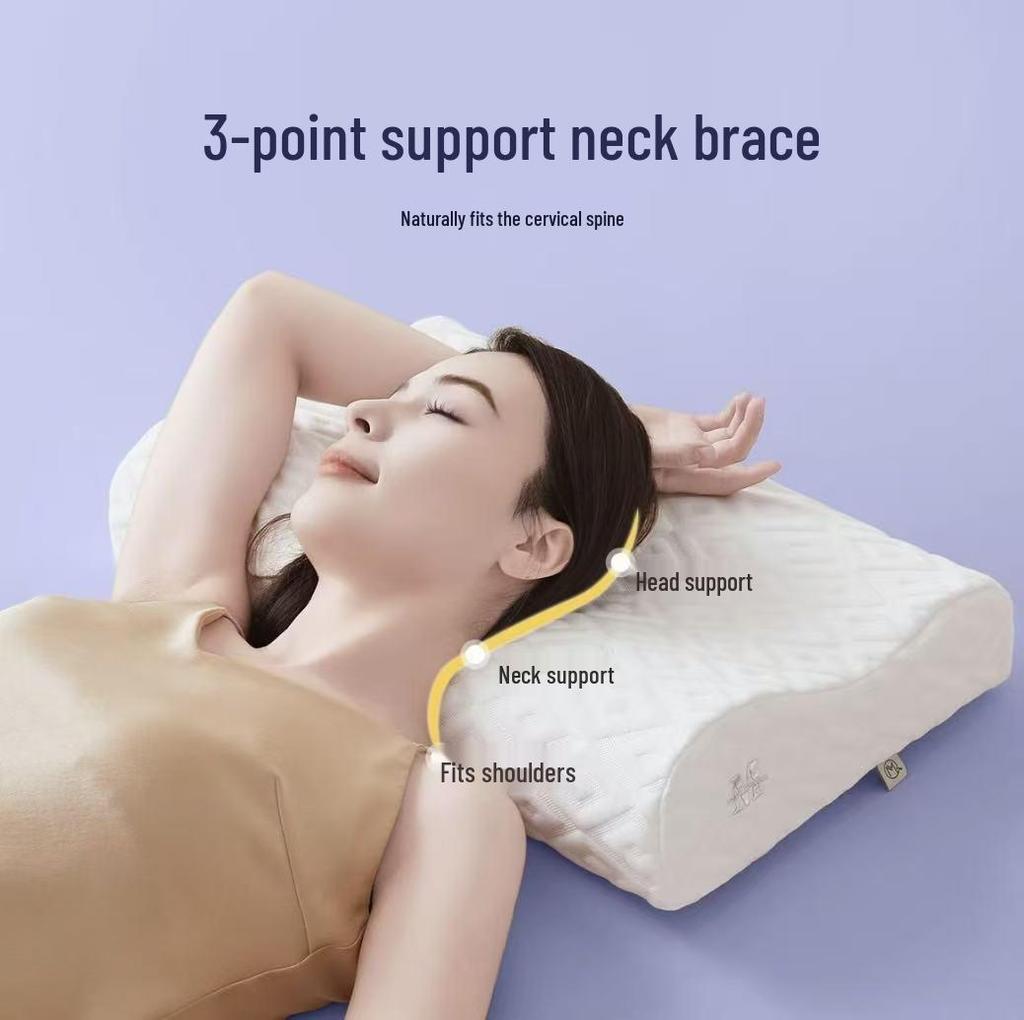 J5D Memory Foam Cervical Pillow: Durable, Washable, Non-Collapsing Neck Support for Home Use.