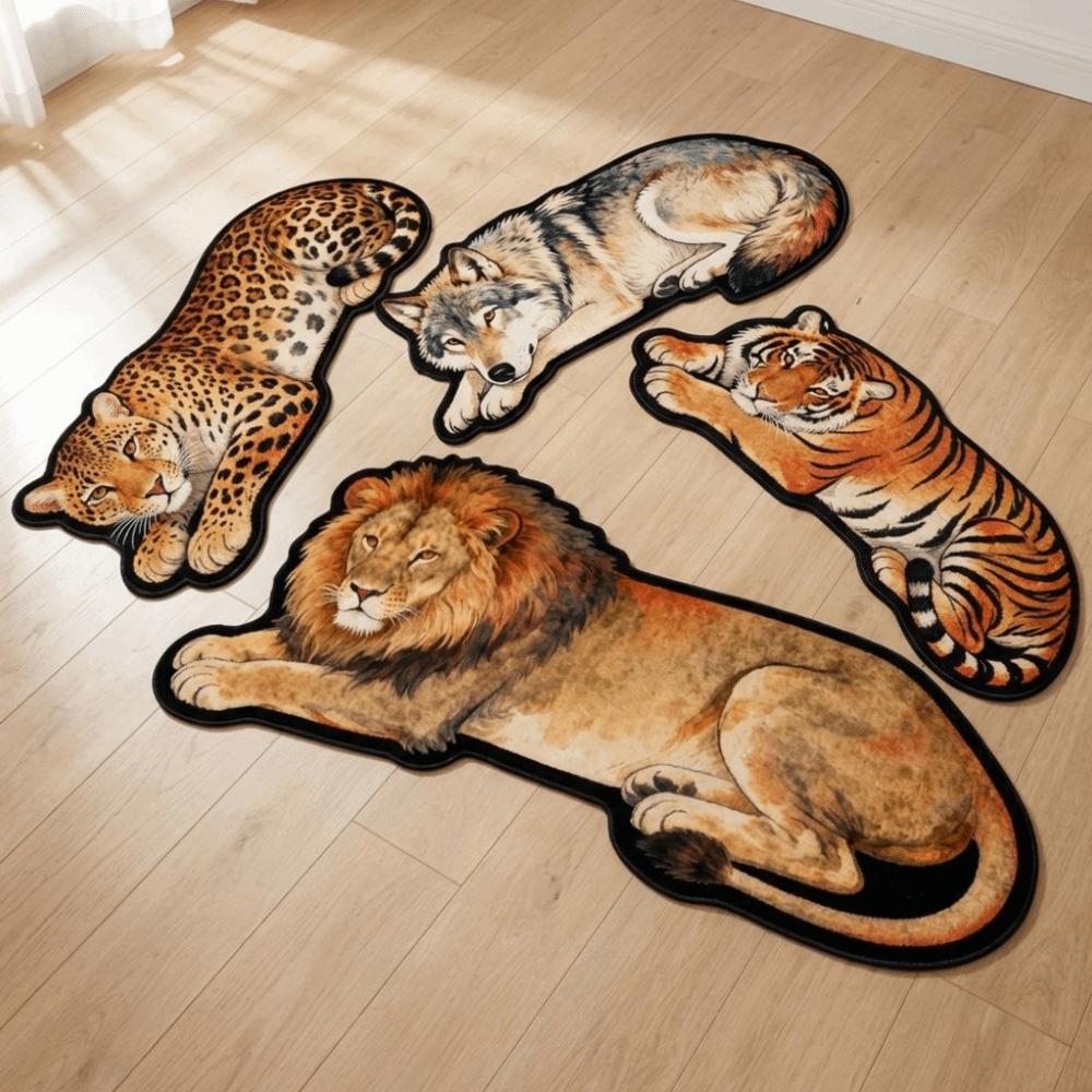 Anti-slip Lion Doormat 2D Flat Wolf Floor Mat Creativity Tiger Carpet Rug  Bedroom Bathroom