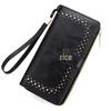 Women's Oil Wax Leather Zip Wallet with Hollow Pattern and Card Holder