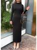 Elegant High-End Autumn Winter Dress: Warm, Semi-High Collar, Slimming Socialite Style
