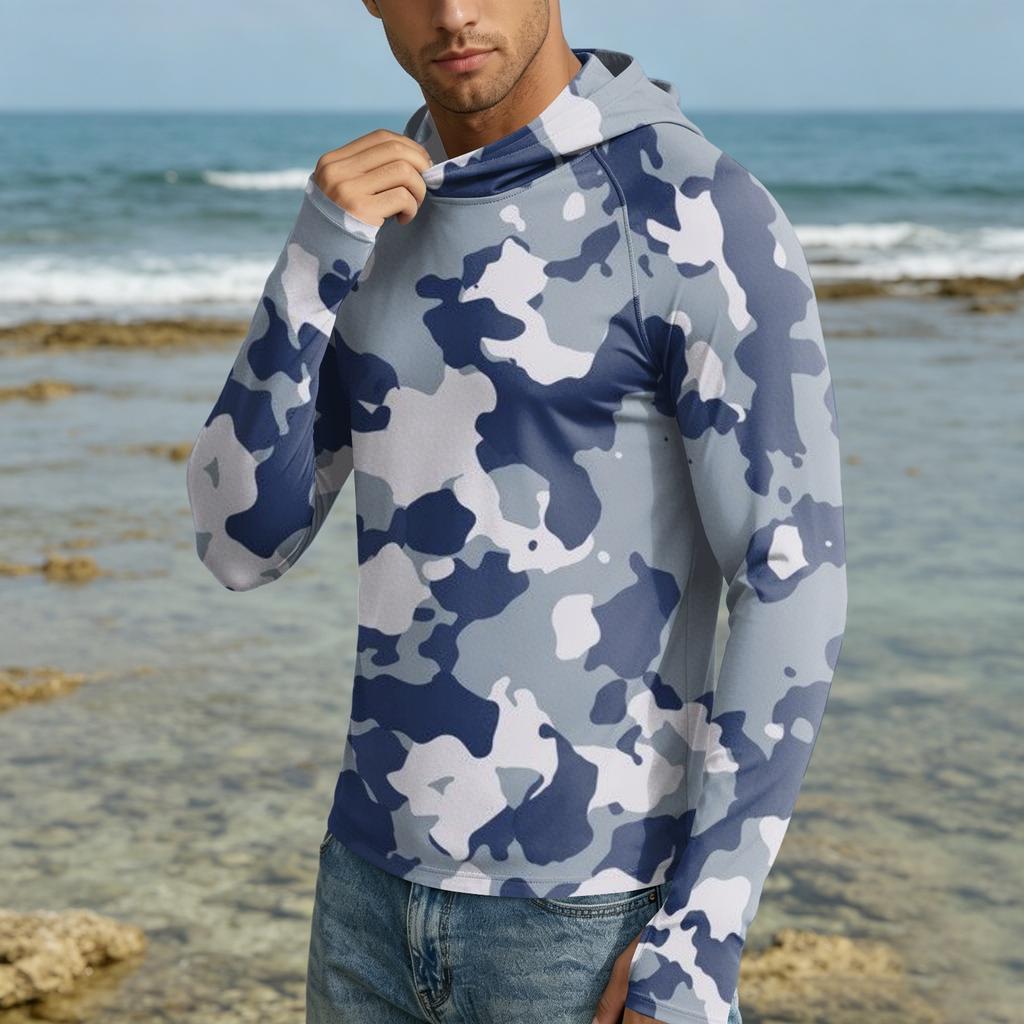 Men 50 Plus Sun Hoodie Long Sleeve Lightweight Quick Dry Hooded Shirt for Outdoor Activities