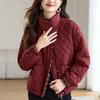 Women's Winter Stand-up Collar Diamond-shaped Grid Thin Cotton-padded Jacket, Autumn and Winter Loose Warm Jacket