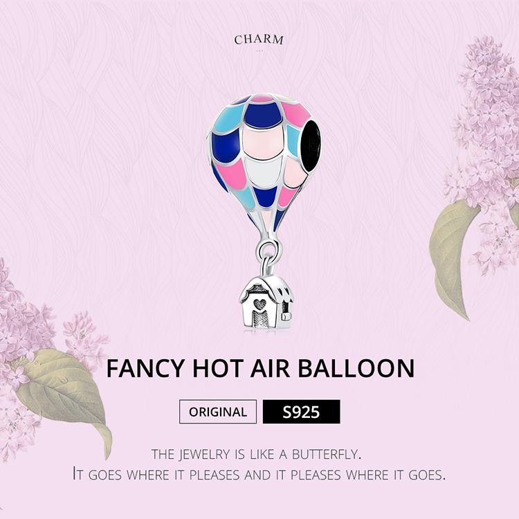 WOSTU 925 Sterling Silver Vinatge Hot Air Balloon Hut Charm Bead Pendant Fit Original Bracelet Necklace For Women Jewelry