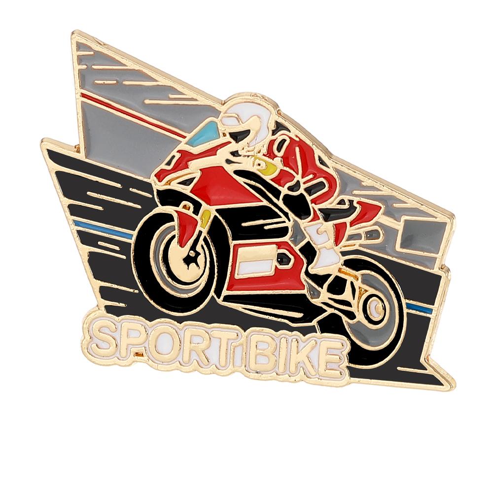 Sporty Beast Speed Motorcycle Enamel Brooches Start Go Sport Bike Bicycle Golden Pins Street Free Skateboard Badge
