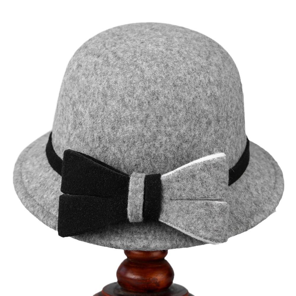 Hat Women's Autumn and Winter Warm Top Hat Thickened Woolen Felt Basin Hat Casual Bucket Hat