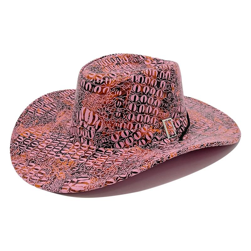 Retro Cowboy Hat for Men, European and American Style, Camping Leather Printed Sun Hat for Women, Outdoor Hiking Sun Protection Hat