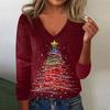 Women's Cute Sweatshirt Knitted Fashion Casual V-neck Long-sleeved Cozy Print Top