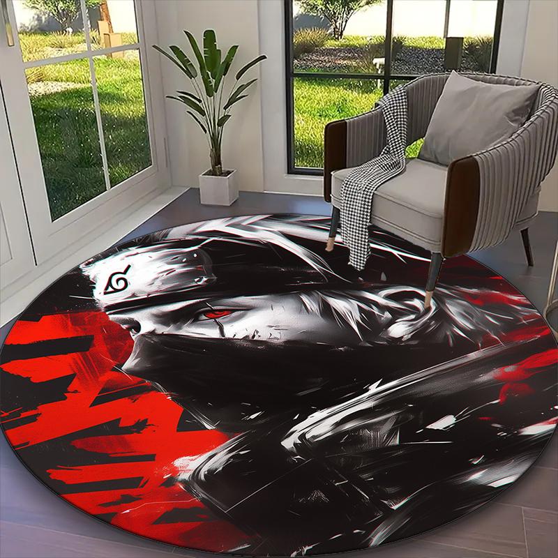1pc General-purpose Rug, Game Role Naruto Printed Round Rug, Comfortable Office Chair Carpet, Home Entrance Floor Mat