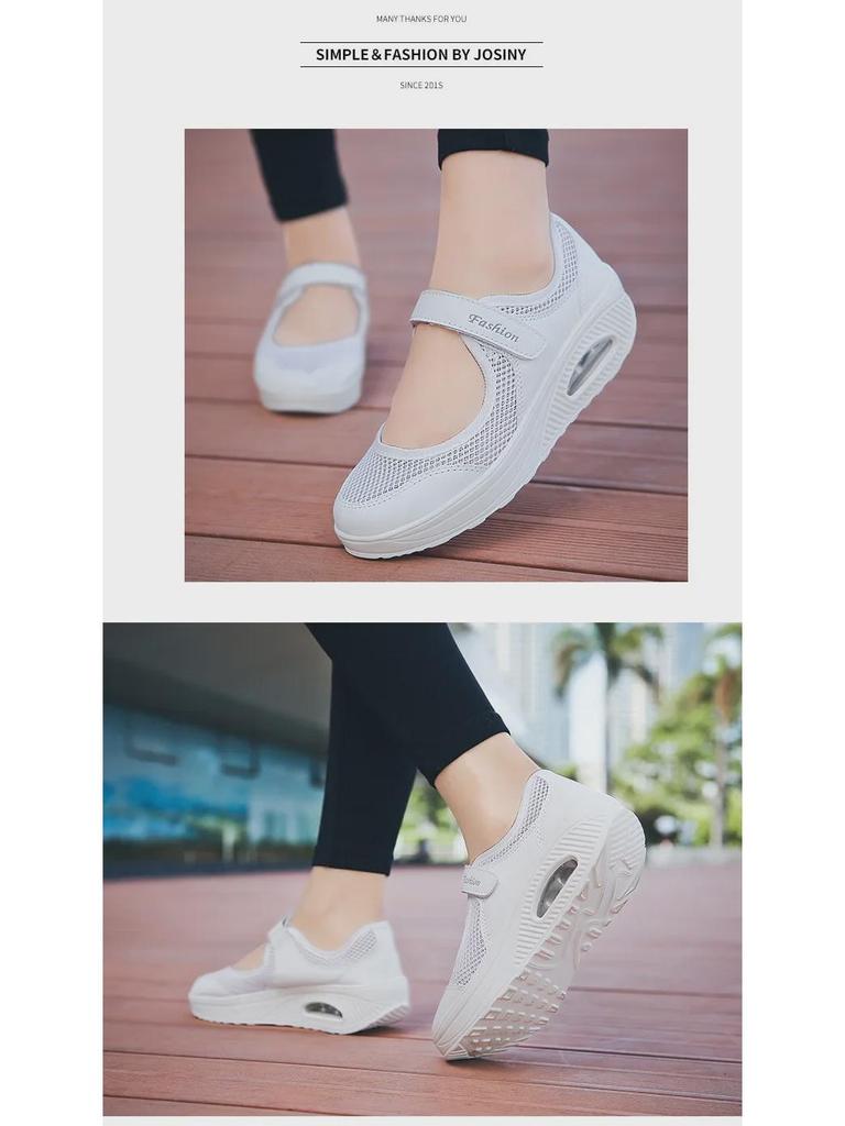 Γυναικεία 2023 Ελαφριά Παπούτσια Διχτυωτά Χαμηλά με Αερόσολα και Velcro - Μονόχρωμα, Σχέδιο με Ρηχό Άνοιγμα
