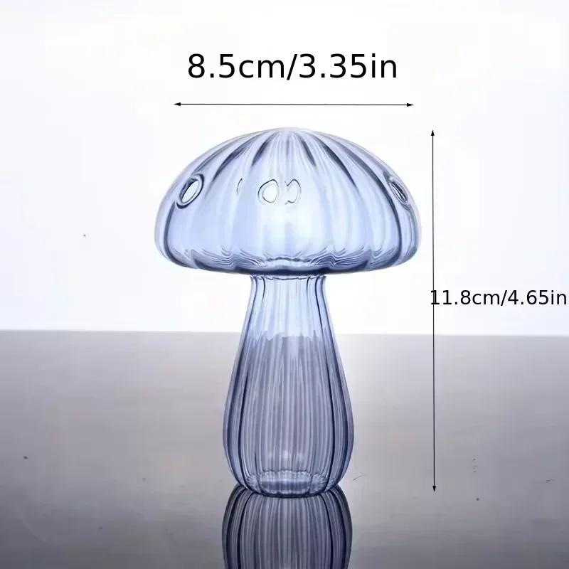 Colourful Mushroom Vase Plant Glass Plant  Bud Vase Decoration Garden Glass Aromatherapy Vase Living Room Desktop Combination